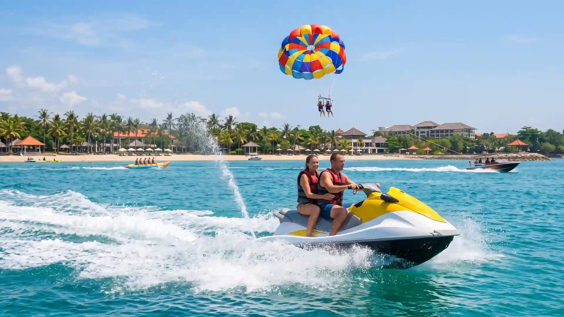 Jet ski and parasailing at Tanjung Benoa Beach, Bali