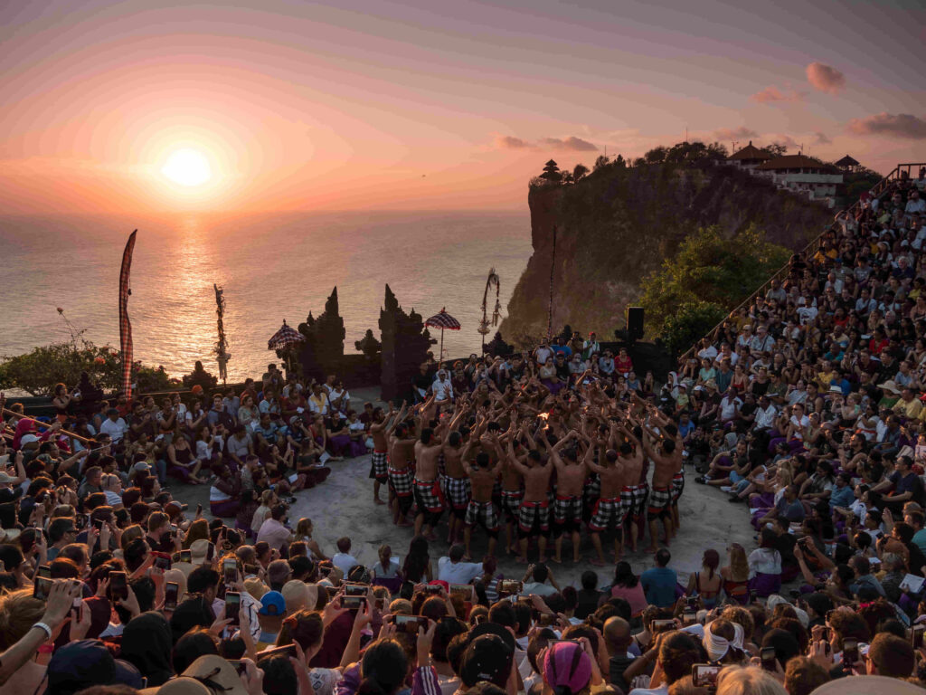 Kecak fire dance performance at Uluwatu at sunset